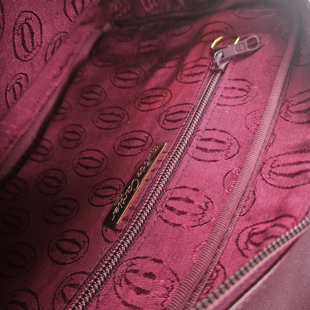 EVC Cartier Burgundy Leather Lrg Satchel Bag - Must De Cartier. Clean - Picture 9 of 10